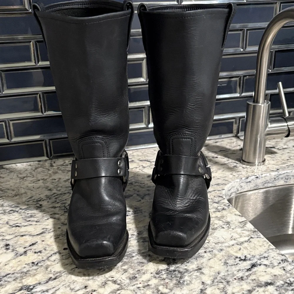 Frye Black Leather Motorcycle Boots - Picture 2 of 6